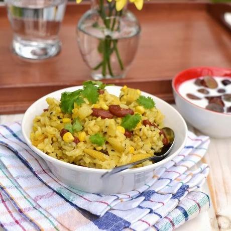 Corn & Rajma (Kidney beans) Pulao (Pilaf)