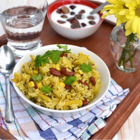 Corn & Rajma (Kidney beans) Pulao (Pilaf)