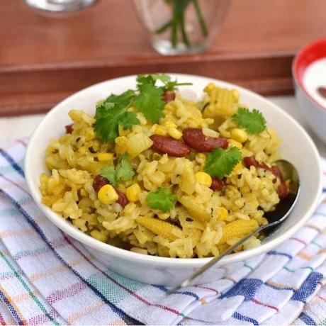 Corn & Rajma (Kidney beans) Pulao (Pilaf)