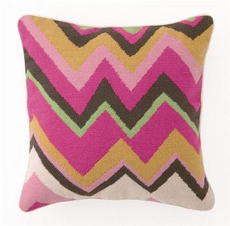 Zig Zag Needlepoint Pillow in Pink design by Trina Turk