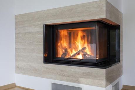 travertine stone fireplace