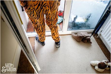 Tiger Onsie and groom's slippers 