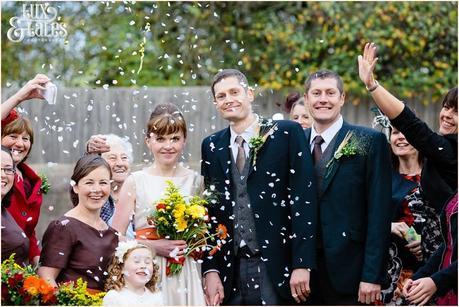 Confetti at Yorkshire Autumn wedding