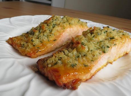 Crisp Honey Mustard Coated Salmon Filets