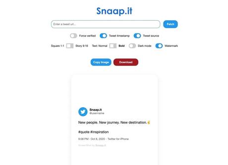 Snaapit extracts Twitter tweet content and converts it to PNG image generator