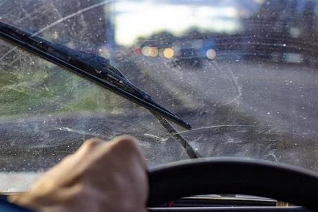 Scratched and dirty windshield