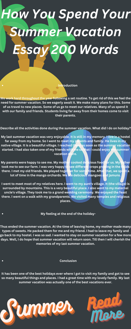 How You Spend Your Summer Vacation Essay 200 Words How You Spend Your Summer Vacation Essay 200 Words