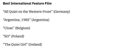 2023 Academy Award Nominations