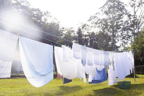 Laundry hanging outside the house