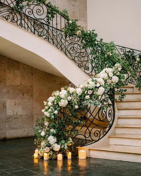 wedding venues in houston flowers greenery stairs