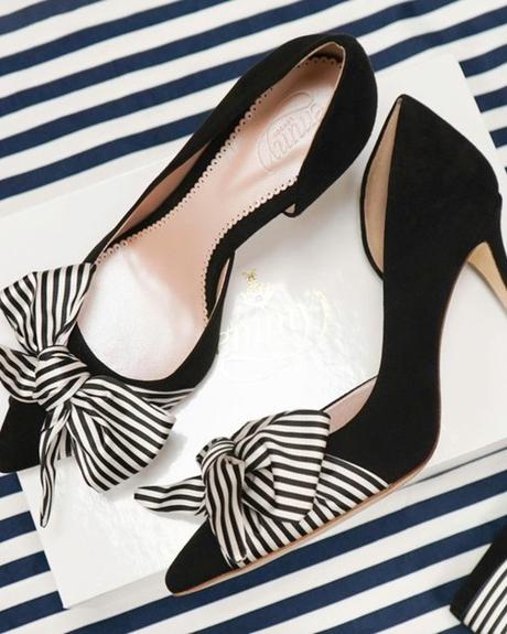 black and white wedding shoes striped