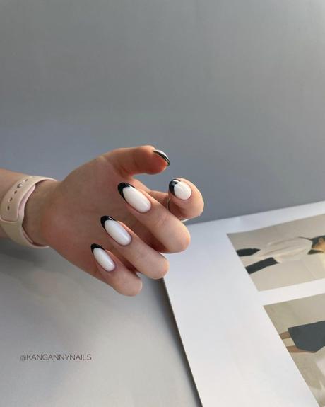 black and white wedding nails simple