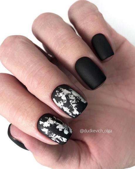 black and white wedding nails matte