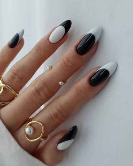 black and white wedding nails elegant