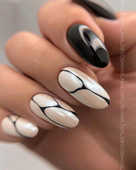 black and white wedding nails elegant