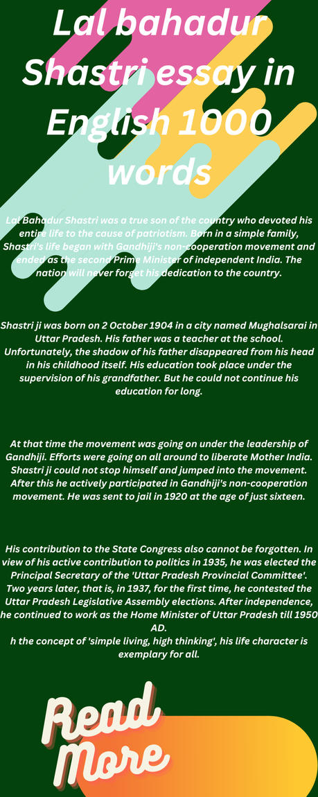 LAL Bahadur Shastri Essay LAL Bahadur Shastri Essay