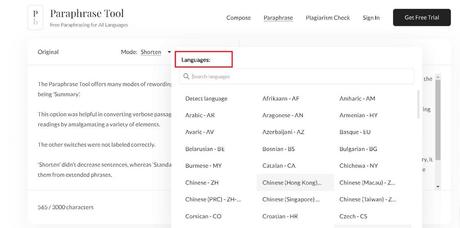 paraphrase tool in many languages