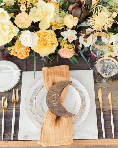 summer wedding colors brown mustard