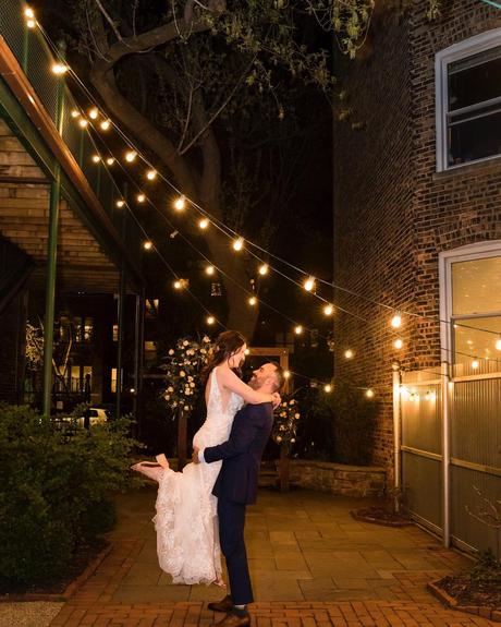 best illinois wedding venues bride groom lights
