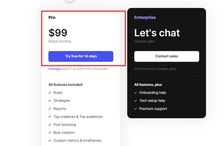 Revealbot pricing plans