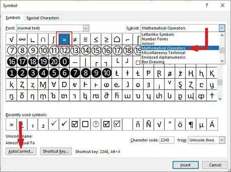 5 Ways to Type Approximately Equal Symbol (≈) in Word/Excel