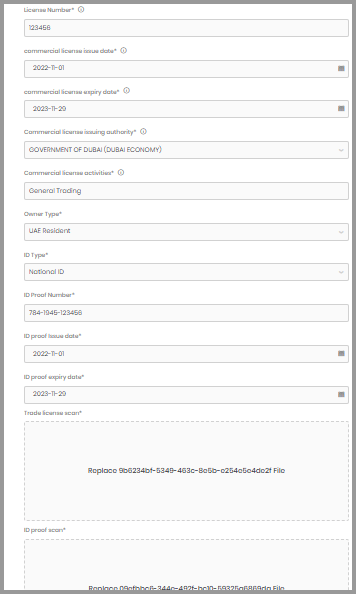 Noon Seller Registration Business Info