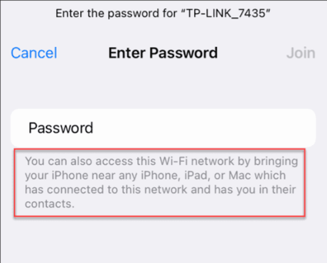 Near devices- Sending the password from the iPhone Near devices- Sending the password from the iPhone