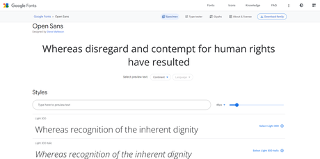 Open Sans on Google Fonts