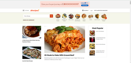 Allrecipes Dashboard Review