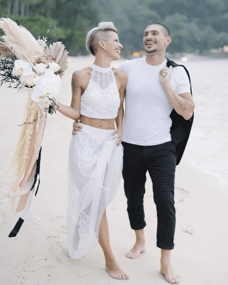 beach wedding bridal separate outfit ideas
