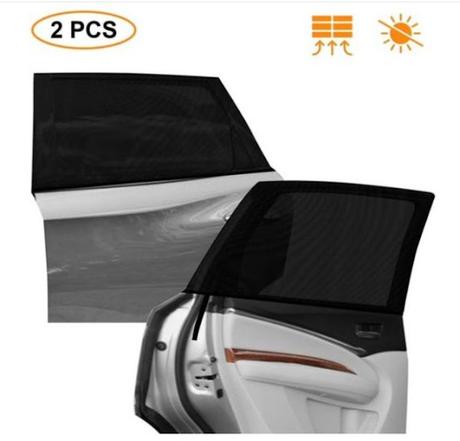 Image: AstroAI Car Window Shade | Rear Stretchable Breathable Mesh Fabric 26.4H x 51.2L, for Most Vehicles (2 Pack, Black)