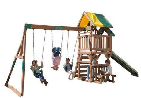 Image: KidKraft Arbor Crest Deluxe Wooden Swing Set