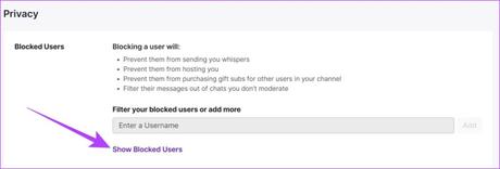 Using a web browser, block someone on Twitch