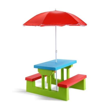 Image: Costway 4 Seat Kids Folding Picnic Table w/Umbrella