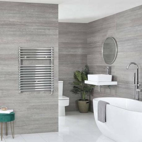 Milano Arno electric chrome bar on bar electric heated towel rail