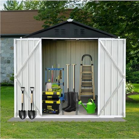 Image: 6' x 4' Outdoor Metal Storage Shed, Tools Storage Shed