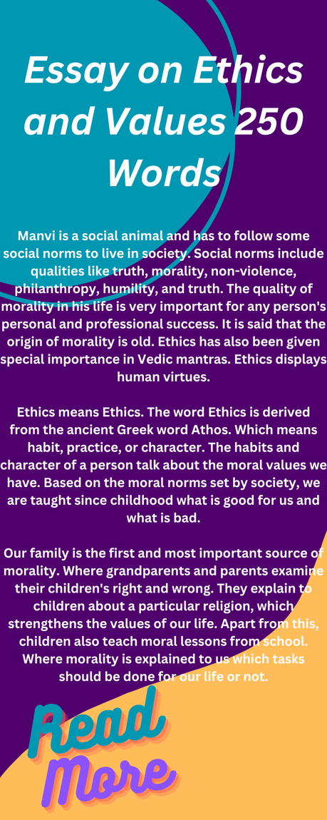 Essay on Ethics and Values Essay on Ethics and Values