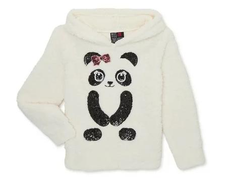 Image: Miss Chievous Sequin Critter Plush Faux Sherpa Pullover Hoodie