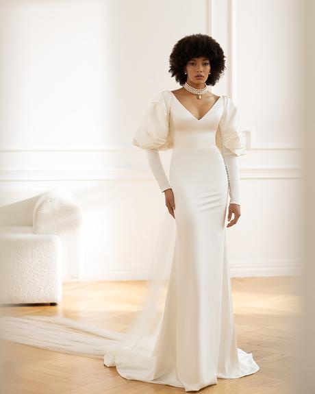 eva lendel wedding dresses 2023 sheath simple with long sleeves sexy majesty