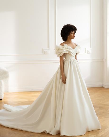 eva lendel wedding dresses 2023 simple a line off the shoulder floral malwa