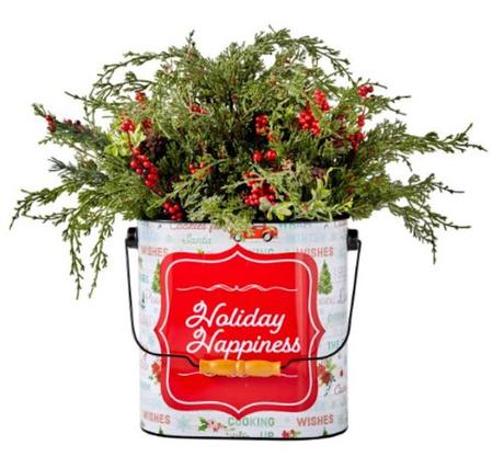 Image: The Pioneer Woman Artificial Bucket Planter, Holiday Happiness