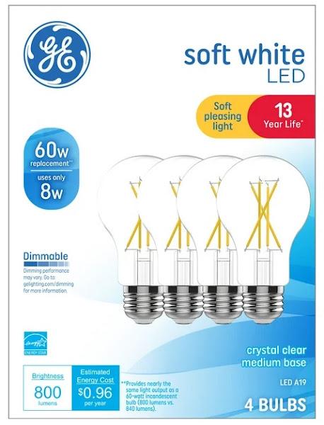 Image: GE Soft White LED Light Bulbs, 60 Watt Eqv, A19 General Purpose, 4pk