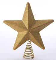 Image: Holiday Time Glitter Star Tree Topper, Gold