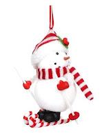 Image: Holiday Time Red and White Snowman on Skis