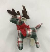 Image: Holiday Time Plaid Fabric Reindeer Ornament