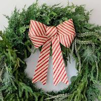 Image: Holiday Time Burlap and Red Stripes Wreath Bow