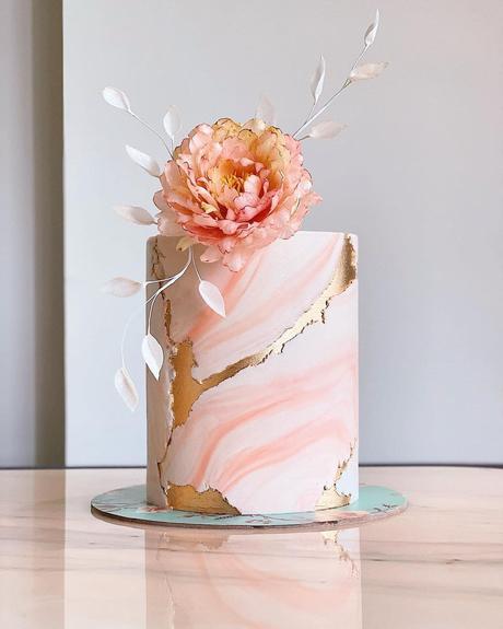 tropical wedding cakes blush orange one layer