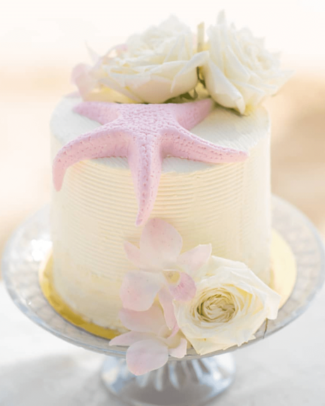 tropical wedding cakes one layer with starfish decor