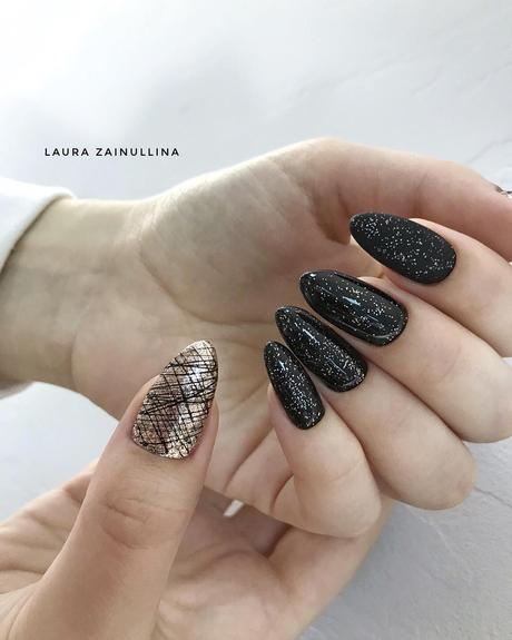 black and gold wedding nails glitter laura_nails_studio