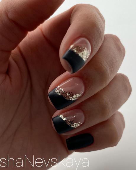 black and gold wedding nails matte with foil lyasha_nevskaya